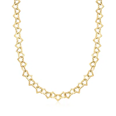 Ross-simons 14kt Yellow Gold Heart-link Necklace In Multi