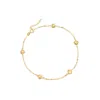 Ross-simons 14kt Yellow Gold Heart Station Anklet In Multi