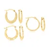 Ross-simons 14kt Yellow Gold Jewelry Set: 3 Pairs Of Huggie Hoop Earrings In Yellow