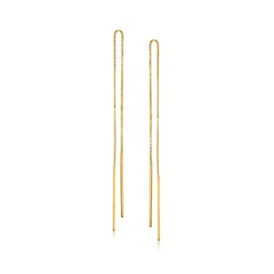 Ross-simons 14kt Yellow Gold Linear Bar Drop Threader Earrings