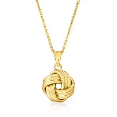 Ross-simons 14kt Yellow Gold Love Knot Pendant Necklace In Multi