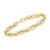 Ross-simons 14kt Yellow Gold Oval And Double-twist Link Bracelet In Multi