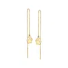 Ross-simons 14kt Yellow Gold Paw Print Threader Earrings In Yellow