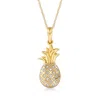 Ross-simons 14kt Yellow Gold Pineapple Pendant Necklace With Diamond Accents In Multi