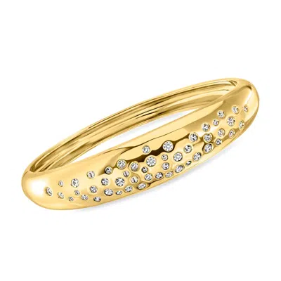 Ross-simons 14kt Yellow Gold-plated Bangle Bracelet With Czs