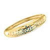 Ross-simons 14kt Yellow Gold-plated Bangle Bracelet With Simulated Tonal-blue And White Gemstones In Gold