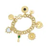 Ross-simons 14kt Yellow Gold-plated Charm Bracelet With Simulated Gemstones And . Czs In Gold