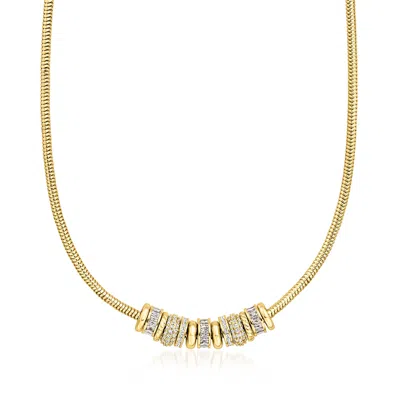 Ross-simons 14kt Yellow Gold-plated Rondelle Necklace With Czs