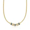 Ross-simons 14kt Yellow Gold-plated Rondelle Necklace With Simulated Tonal-blue And White Gemstones In Gold