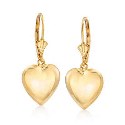 Ross-simons 14kt Yellow Gold Puffed Heart Drop Earrings In Multi