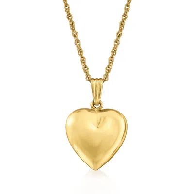 Ross-simons 14kt Yellow Gold Puffed Heart Pendant Necklace In Multi