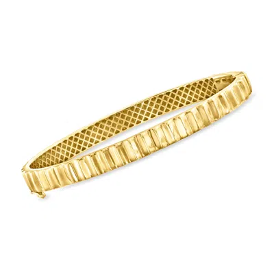 Ross-simons 14kt Yellow Gold Ridged Bangle Bracelet In Multi