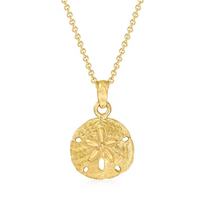 Ross-simons 14kt Yellow Gold Sand Dollar Pendant Necklace In Multi