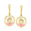 Ross-simons 14kt Yellow Gold Sandals And Pink Sand Drop Earrings In Multi