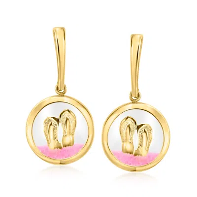 Ross-simons 14kt Yellow Gold Sandals And Pink Sand Drop Earrings In Multi