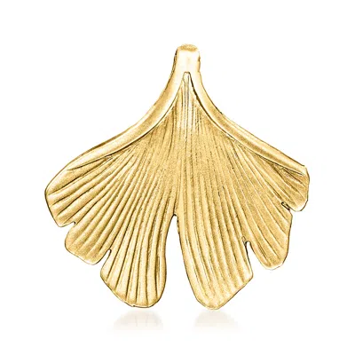 Ross-simons 14kt Yellow Gold Satin And Polished Ginkgo Leaf Pendant