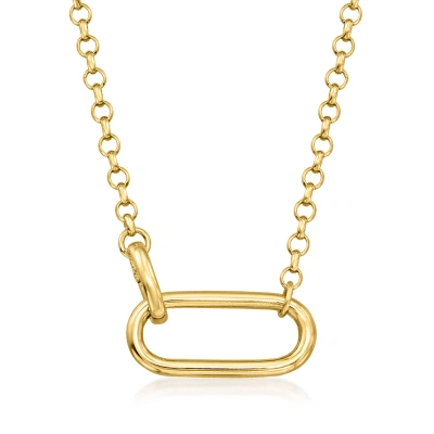 Ross-simons 14kt Yellow Gold Single Paper Clip Link Station Necklace In Multi