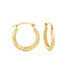Ross-simons 14kt Yellow Gold Small Roped Hoop Earrings In Gold