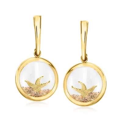 Ross-simons 14kt Yellow Gold Starfish And Sand Drop Earrings In Multi