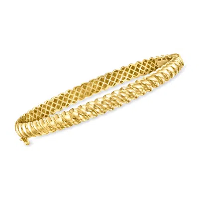 Ross-simons 14kt Yellow Gold Textured And Polished Twisted Bangle Bracelet In Multi