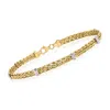 Ross-simons 14kt Yellow Gold Wheat-link Station Bracelet With Diamond Accents In Multi