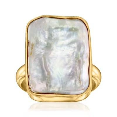Ross-simons 14x18mm Cultured Pearl Ring In 18kt Gold Over Sterling In Yellow