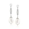 Ross-simons 1.5-11mm Cultured Pearl And . Diamond Drop Earrings In Sterling Silver In Multi