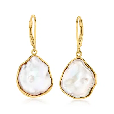 Ross-simons 15-17mm Cultured Baroque Keshi Pearl Drop Earrings In 18kt Gold Over Sterling