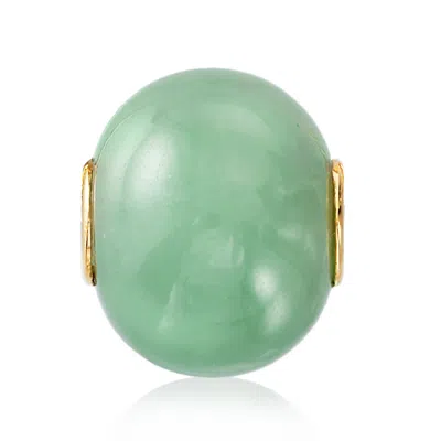 Ross-simons 16mm Green Jade Bead Pendant In 14kt Yellow Gold