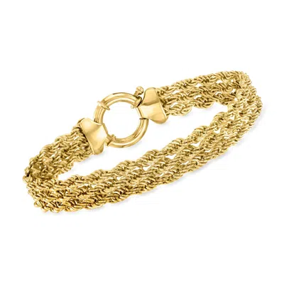 Ross-simons 18kt Gold Over Sterling 9mm 3-row Rope-chain Bracelet In Multi