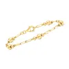 Ross-simons 18kt Gold Over Sterling Bead And Paper Clip Link Bracelet