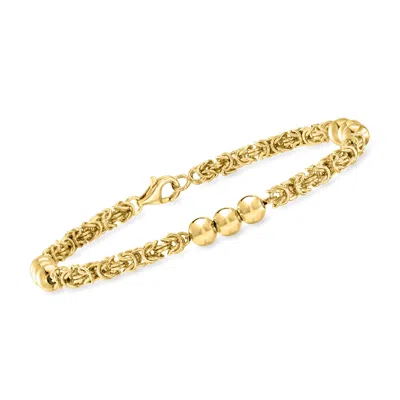 Ross-simons 18kt Gold Over Sterling Byzantine And 5mm Bead Station Bracelet In Multi