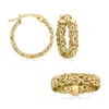 Ross-simons 18kt Gold Over Sterling Byzantine Jewelry Set: Hoop Earrings And Ring In Gold