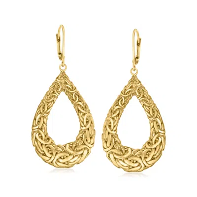 Ross-simons 18kt Gold Over Sterling Byzantine Open-space Teardrop Earrings In Yellow