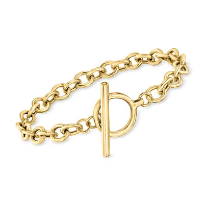 Ross-simons 18kt Gold Over Sterling Cable-link Toggle Bracelet In Multi
