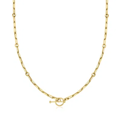 Ross-simons 18kt Gold Over Sterling Charm-compatible Paper Clip Link Toggle Necklace In Multi