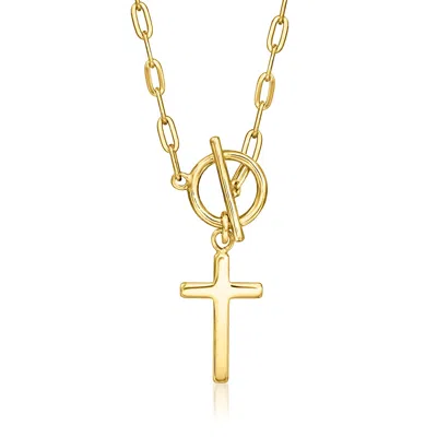 Ross-simons 18kt Gold Over Sterling Cross Paper Clip Link Necklace