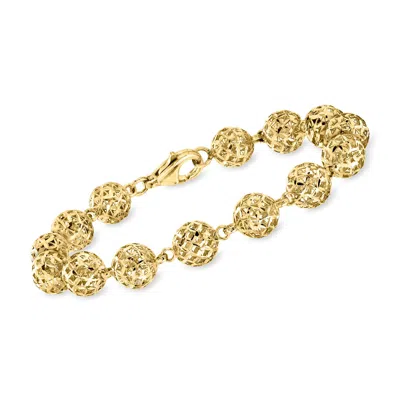 Ross-simons 18kt Gold Over Sterling Diamond-cut Bead Bracelet In Multi
