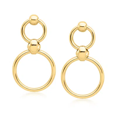 Ross-simons 18kt Gold Over Sterling Double Open-circle Drop Earrings In Multi