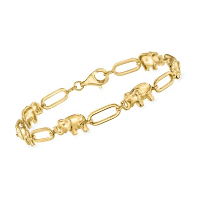 Ross-simons 18kt Gold Over Sterling Elephant And Paper Clip Link Bracelet In Multi