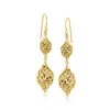 Ross-simons 18kt Gold Over Sterling Filigree Double-teardrop Earrings