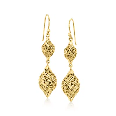 Ross-simons 18kt Gold Over Sterling Filigree Double-teardrop Earrings
