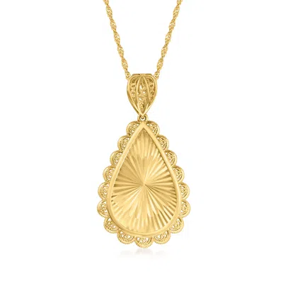 Ross-simons 18kt Gold Over Sterling Filigree Teardrop-shaped Pendant Necklace