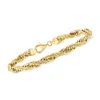 Ross-simons 18kt Gold Over Sterling Flat Rope-chain Bracelet In Gold