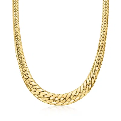 Ross-simons 18kt Gold Over Sterling Graduated Cuban-link Necklace In Multi