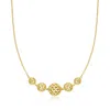 Ross-simons 18kt Gold Over Sterling Graduated Diamond-cut Bead Necklace In Multi