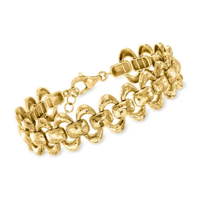 Ross-simons 18kt Gold Over Sterling Hammered Alternating Oval-link Bracelet