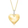 Ross-simons 18kt Gold Over Sterling Heart Pendant Necklace With Diamonds In Gold