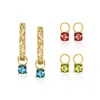 Ross-simons 18kt Gold Over Sterling Hoop Earrings With 3 Pairs Of Interchangeable Multi-gemstone Drops In Multi