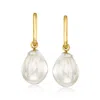 Ross-simons 18kt Gold Over Sterling Hoop Earrings With Removable 11-12mm Cultured Baroque Pearl Drops In Silver